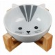 Food bowl 330ml, cat water bowl, ceramic / bamboo
