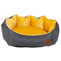 Dog Bed Eco-Leather, Korona Eco Velvet, Golden Dog