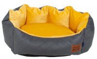 Dog Bed Eco-Leather, Korona Eco Velvet, Golden Dog