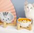 Food bowl 330ml, cat water bowl, ceramic / bamboo